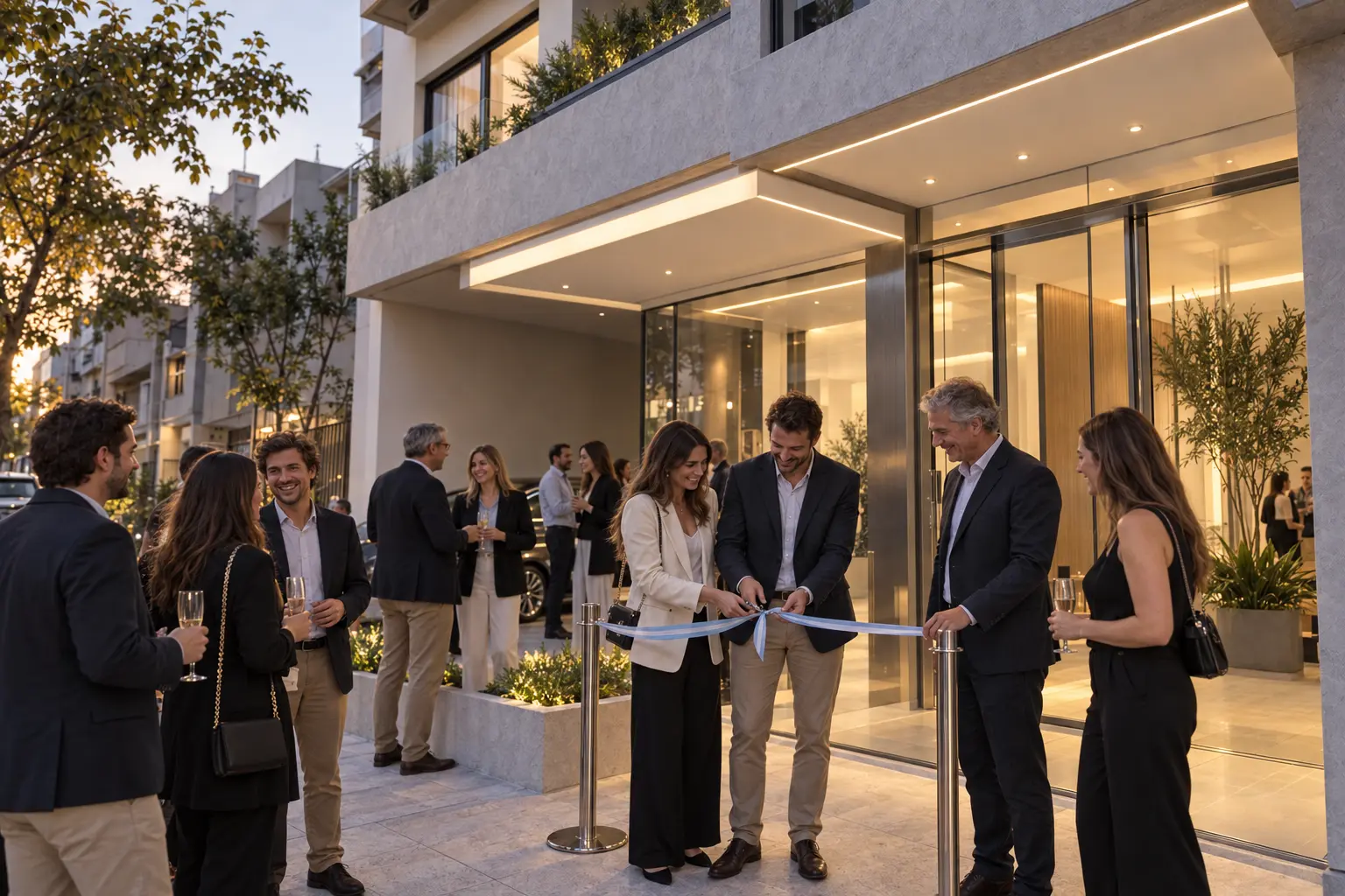 Personas reunidas en la inauguración de un desarrollo Ductor